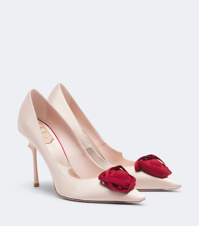 Rose Vivier floral-appliqué satin pumps