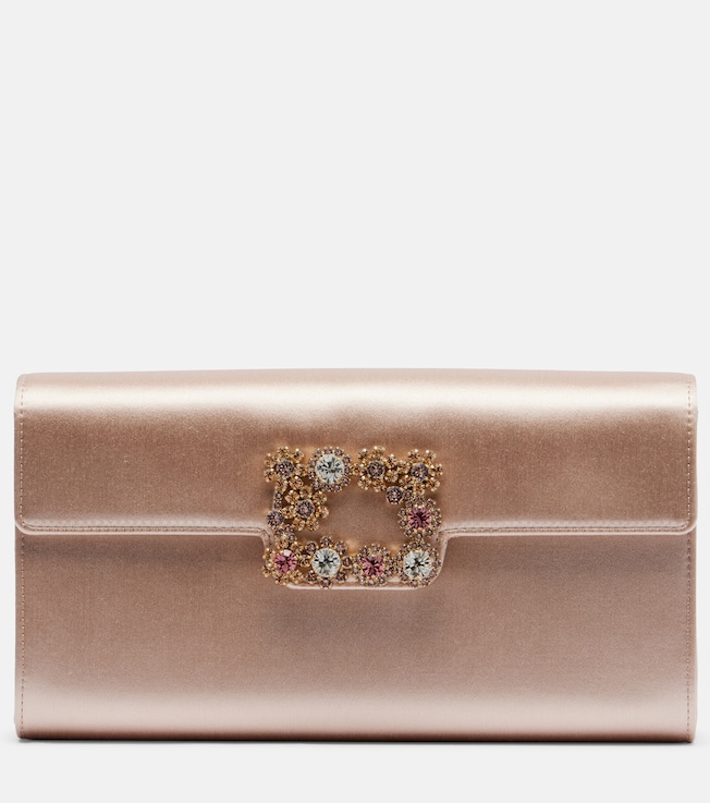 Efflorescence embellished satin clutch