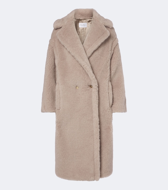 Alpaca, wool, and silk teddy coat