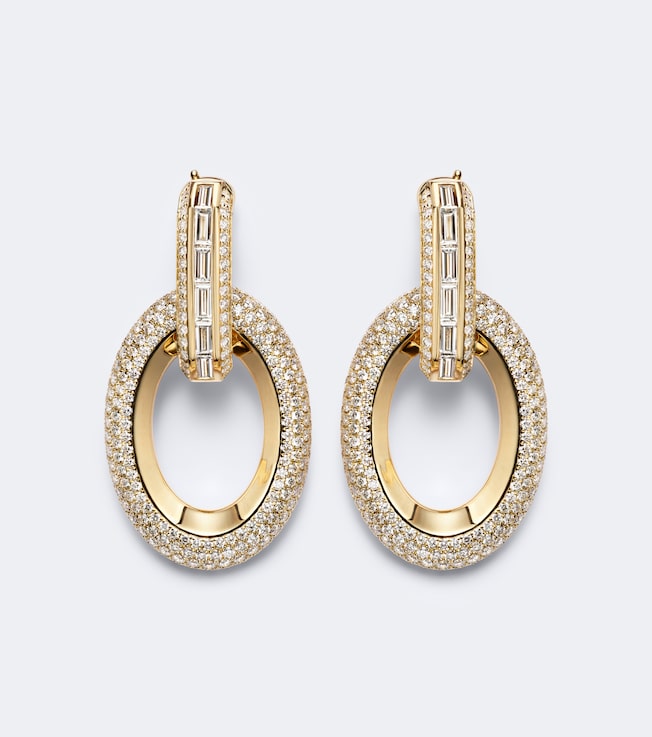 Groove 18kt gold drop earrings with diamonds