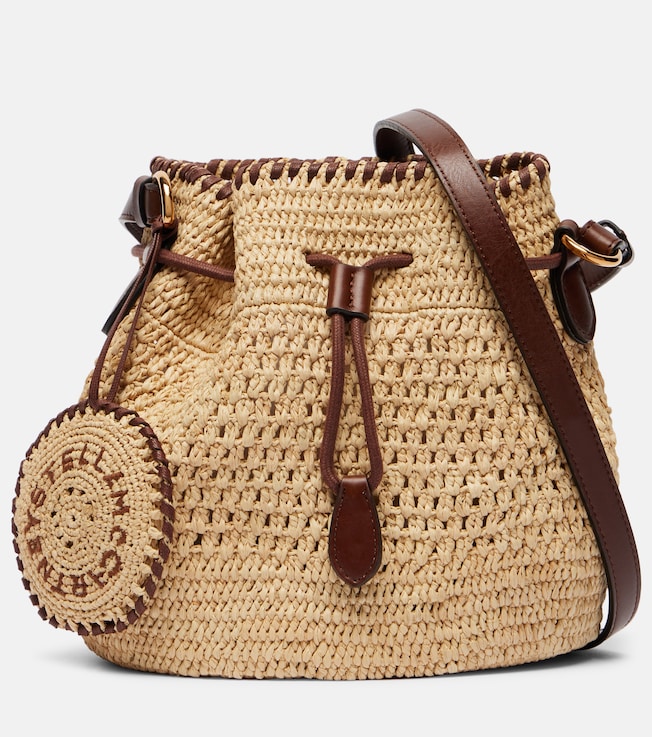 Falabella Small raffia bucket bag