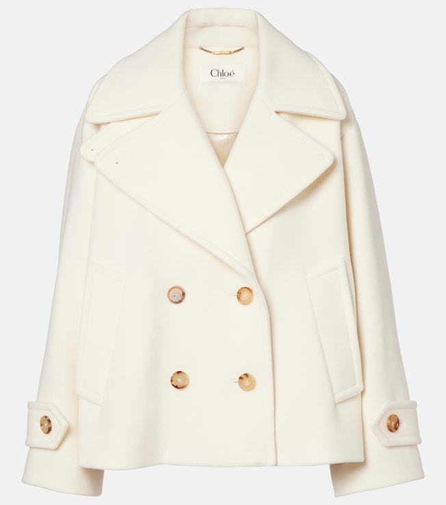 Double-breasted wool-blend jacket