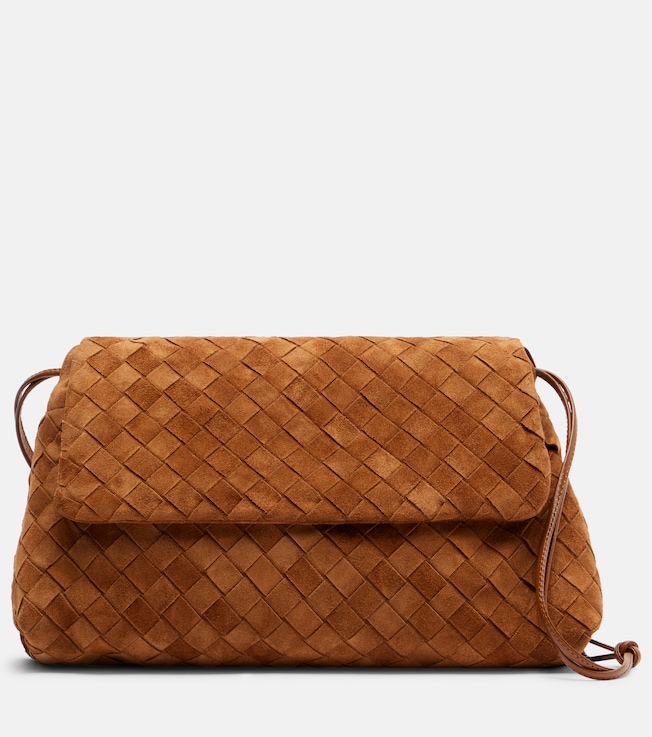 Giorno Intrecciato suede shoulder bag