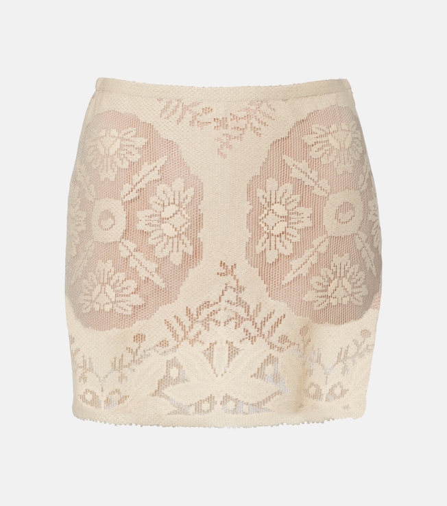 Floral cotton-blend miniskirt