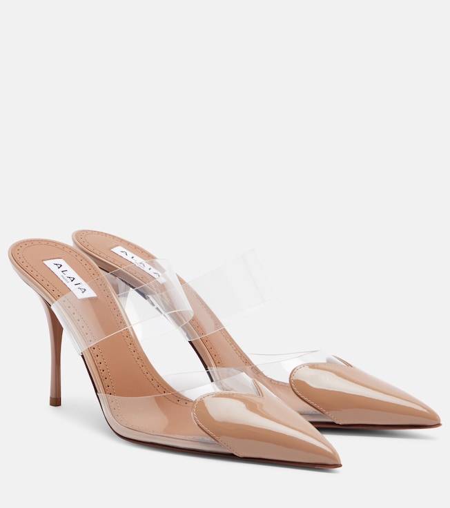 Le Cœur patent leather and PU mules