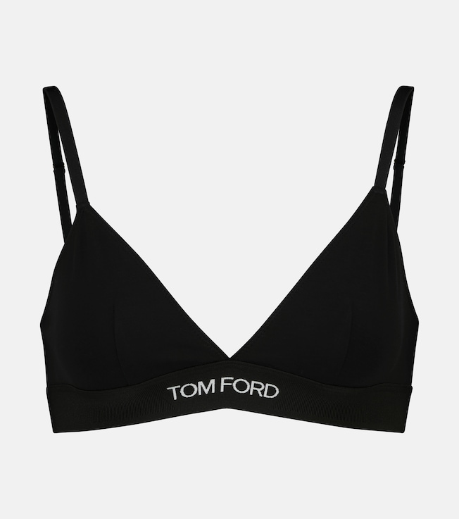 Logo stretch-jersey triangle bra