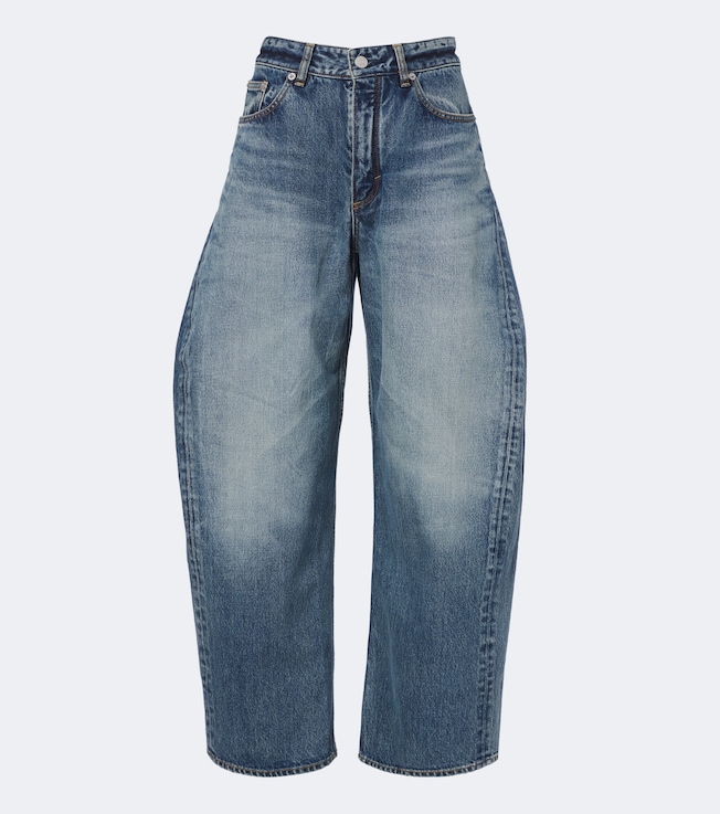 Faded barrel-leg jeans