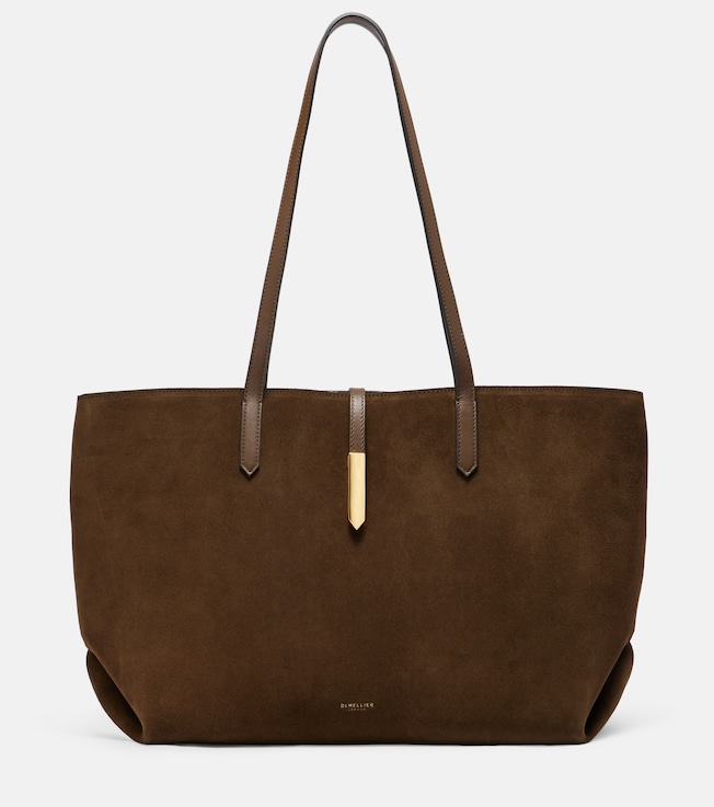 Tokyo leather-trimmed suede tote bag