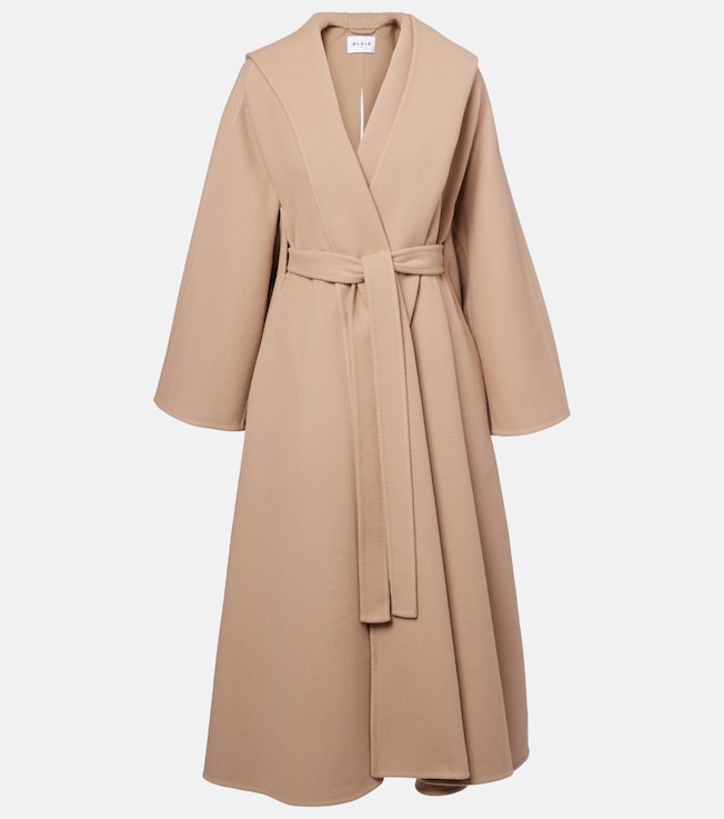 Wool and cashmere wrap coat