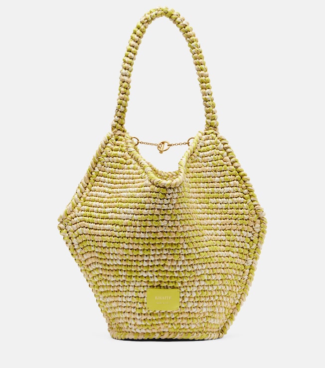 Lotus Mini raffia tote bag