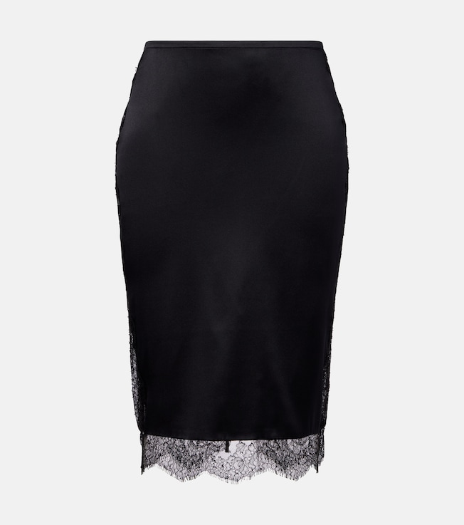 Silk-blend crêpe satin pencil skirt