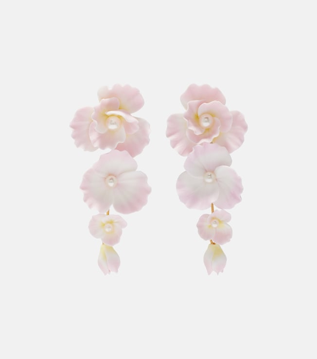Mariam embellished floral drop earrings
