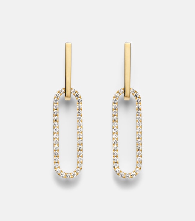 Link 18kt gold hoop earrings with diamonds