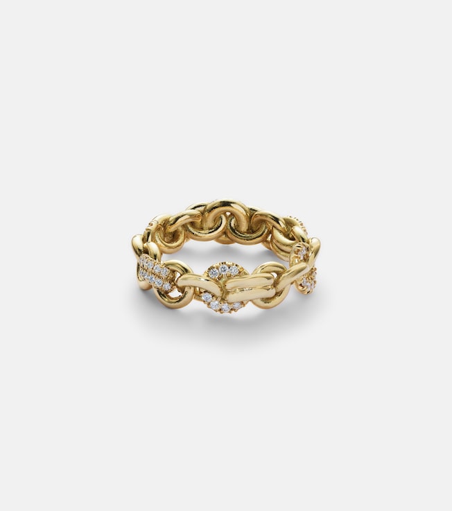 Fused Serpens Medium 18kt gold ring with diamonds