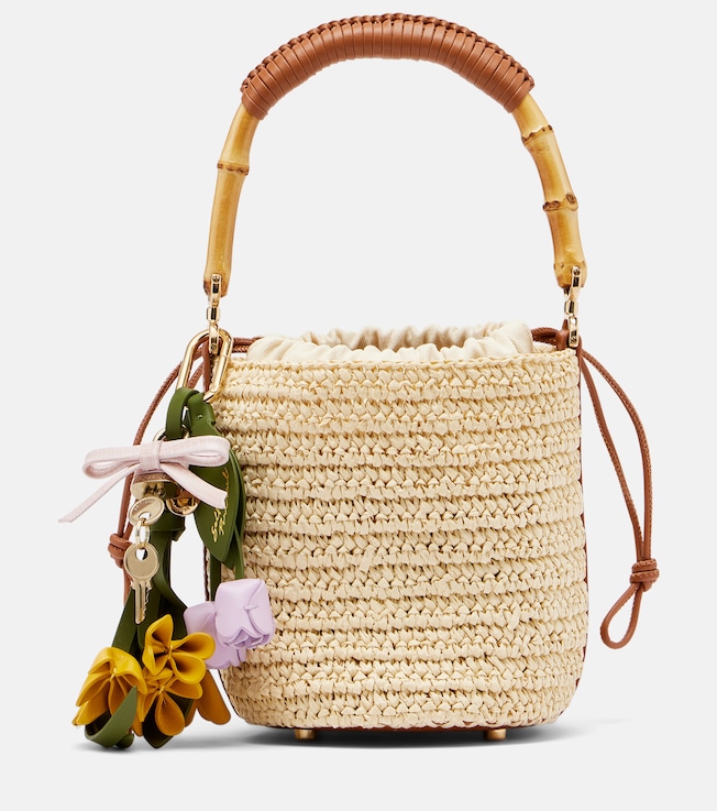 Small raffia bucket bag