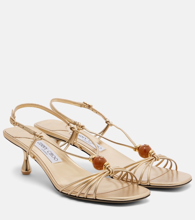 Lova embellished metallic leather sandals