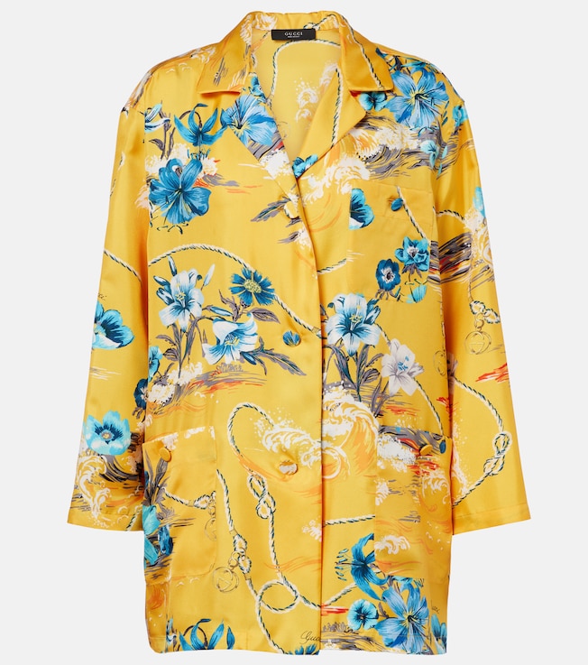 Floral silk twill shirt
