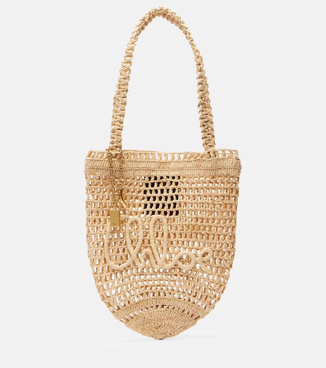 Summer Banana Small raffia tote bag