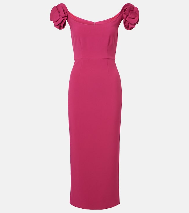 Floral-appliqué bustier dress