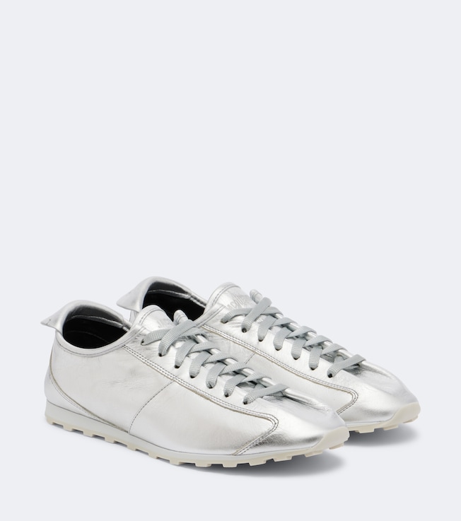 Tennis metallic leather sneakers