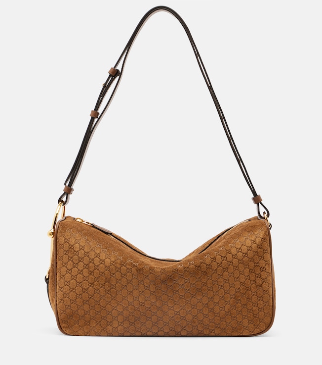 Half Horsebit Medium suede shoulder bag