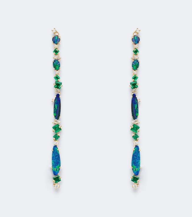 18kt gold drop earrings with gemstones