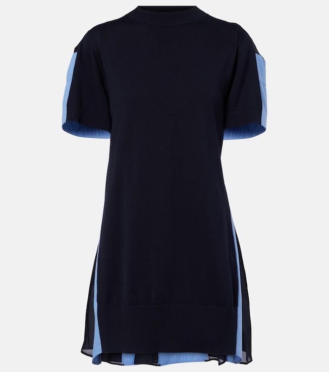 Sacai Paneled cotton-blend minidress