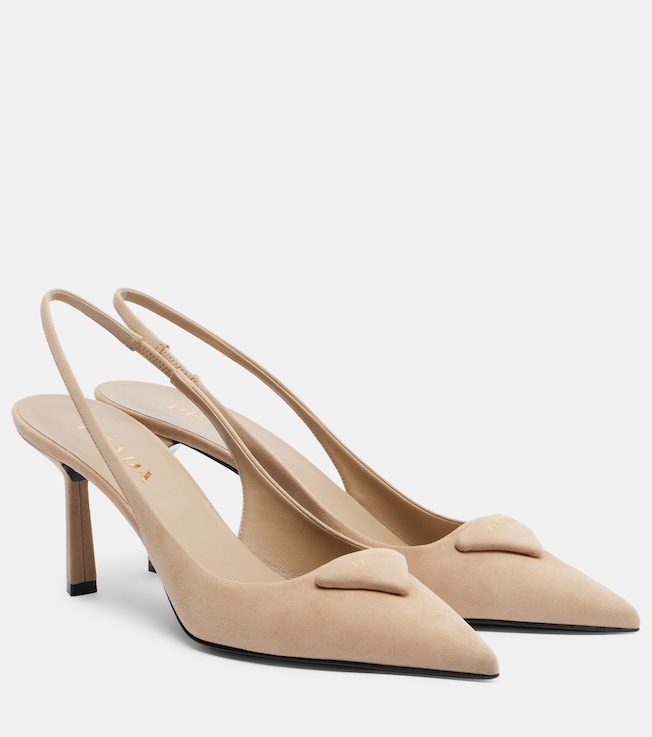 Suede slingback pumps