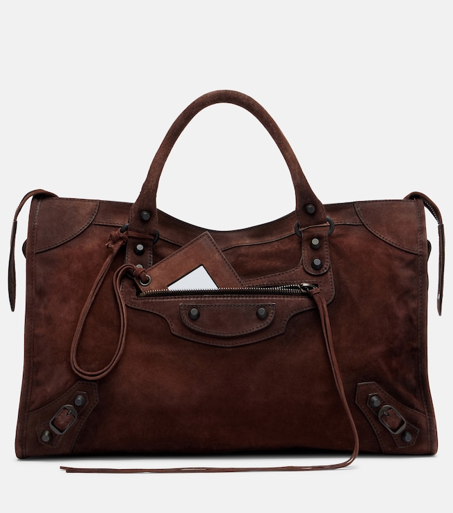 Le City Medium suede top-handle bag