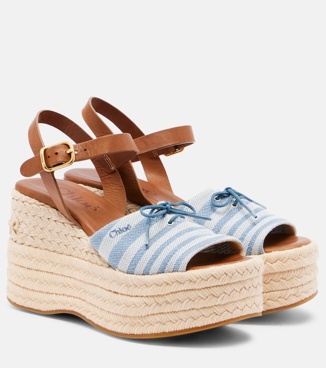 Isla striped canvas espadrille wedges