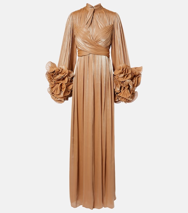 Ruffled Lurex georgette gown
