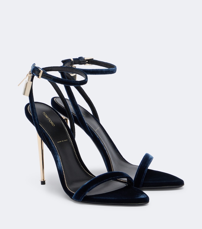 Padlock velvet sandals