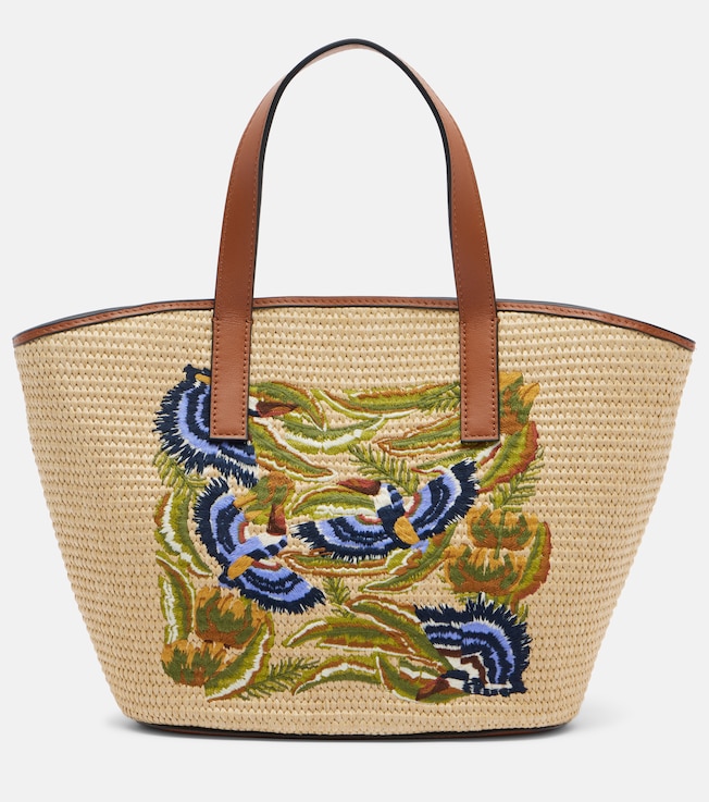 Basket Small leather-trimmed tote bag