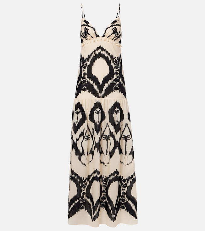 Printed cotton poplin maxi dress
