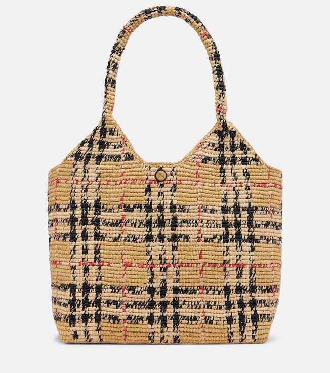 Burberry Check Large raffia tote bag