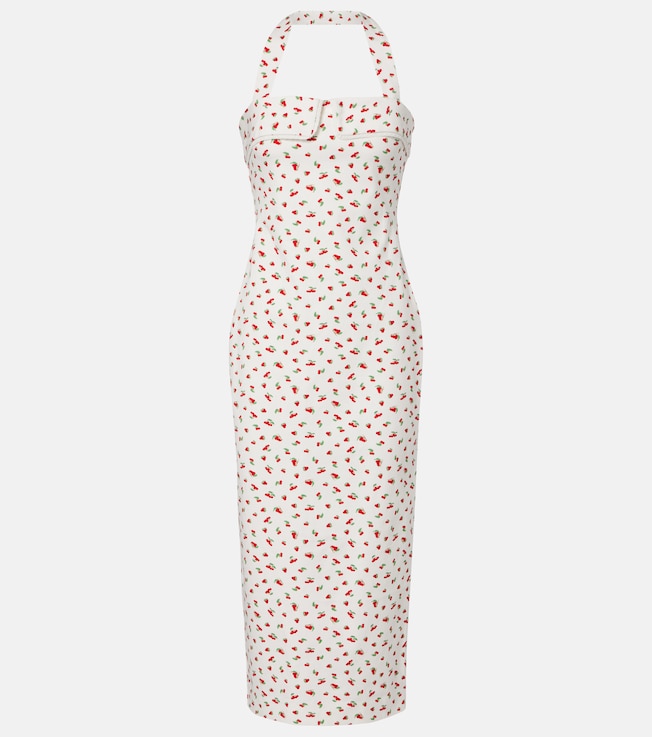 Posse Ebony lace-trimmed printed cotton-blend midi dress