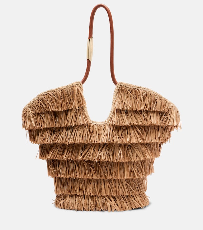 Goldentime Medium raffia tote bag