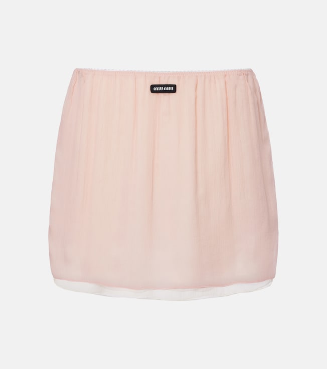 Layered silk chiffon miniskirt
