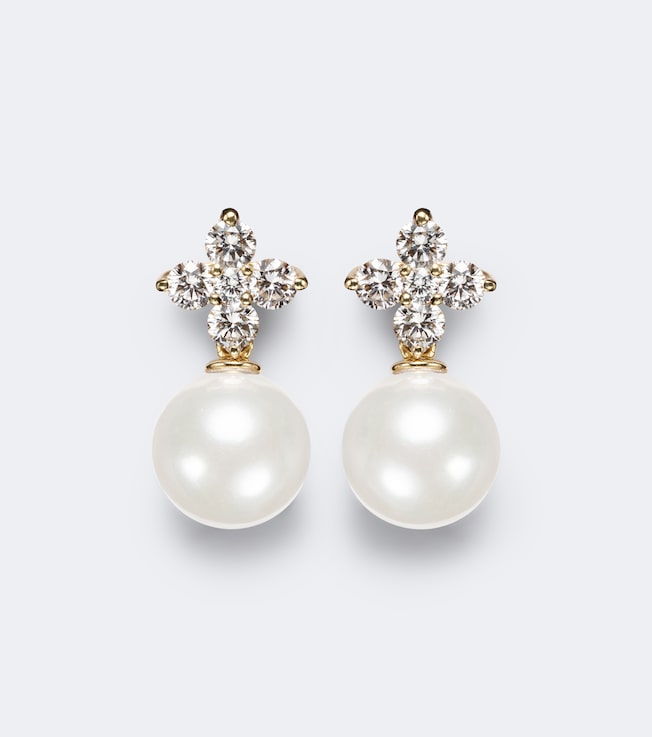 Bloom 18kt gold earrings with pearls and diamonds