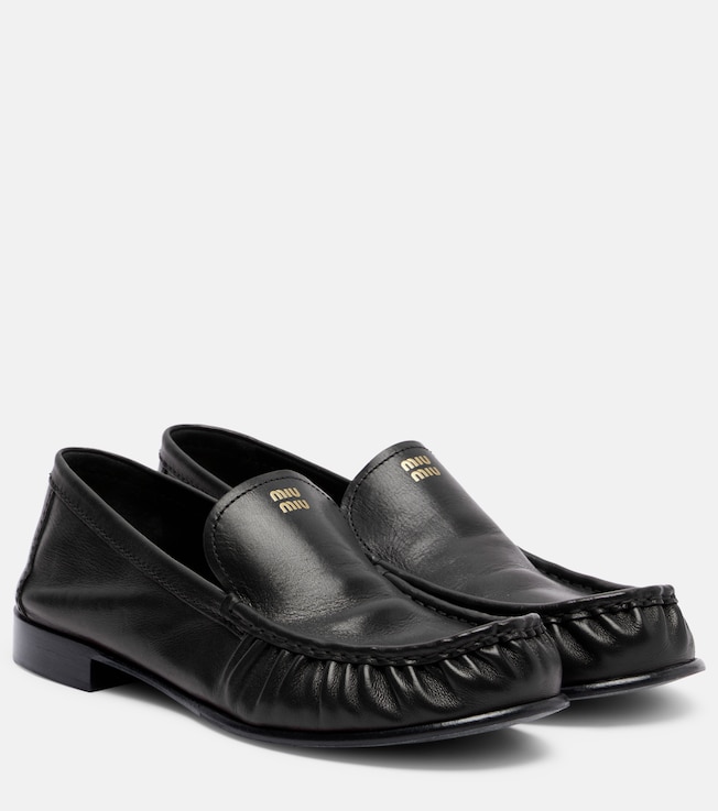 Logo leather loafers