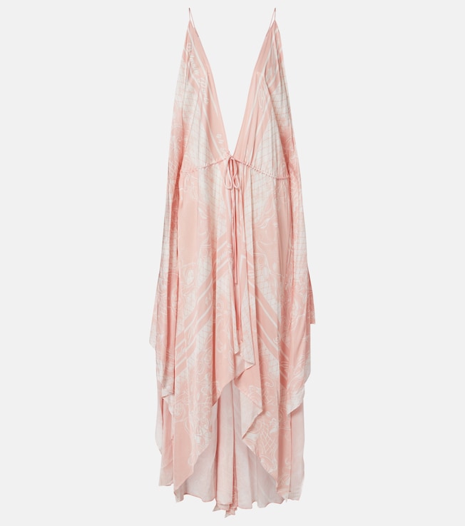 Printed asymmetric maxi dress