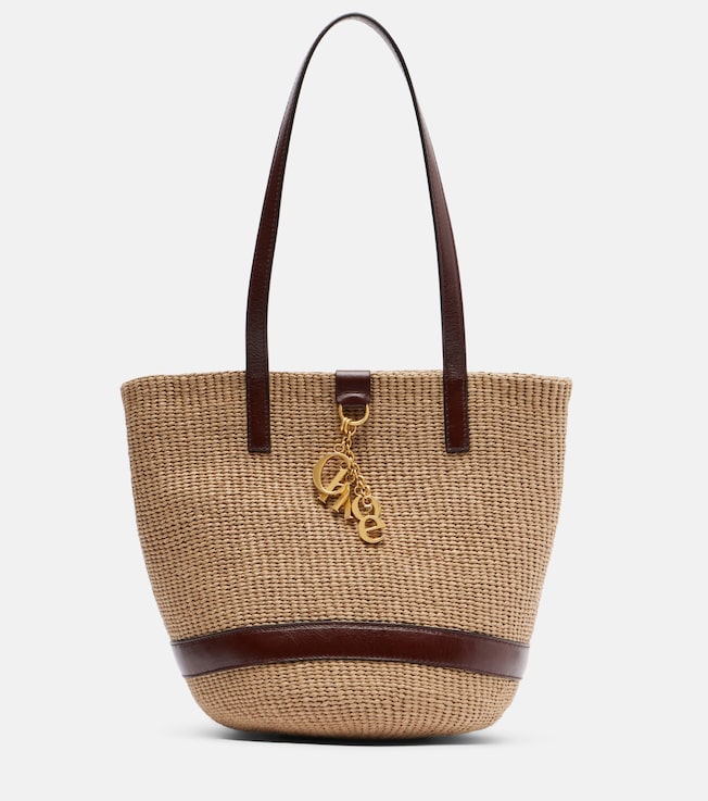 Medium leather-trimmed basket bag