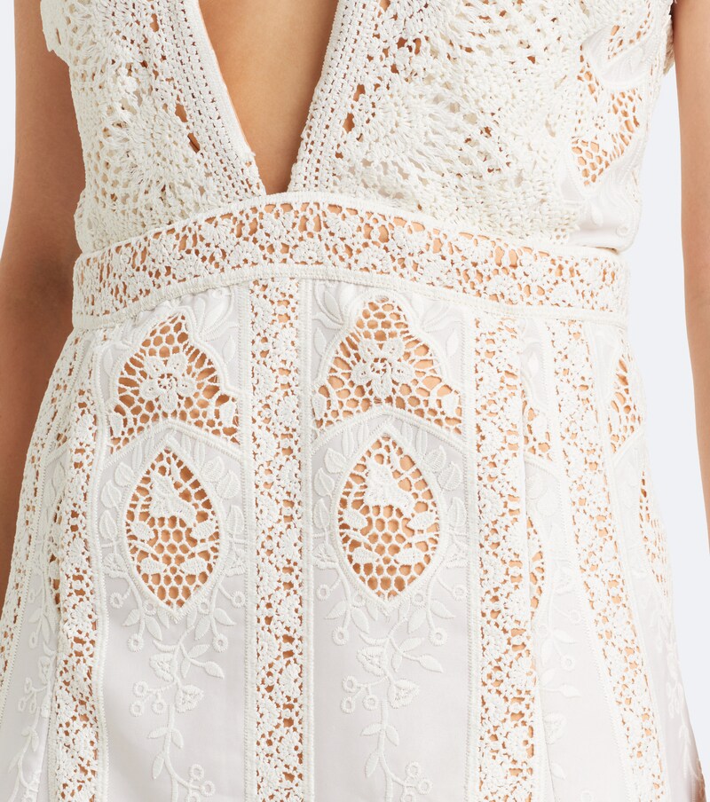 Embroidered crochet midi dress