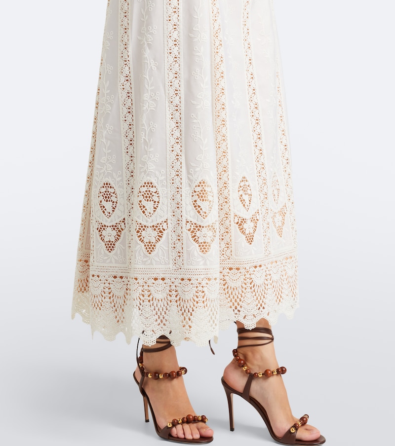 Embroidered crochet midi dress