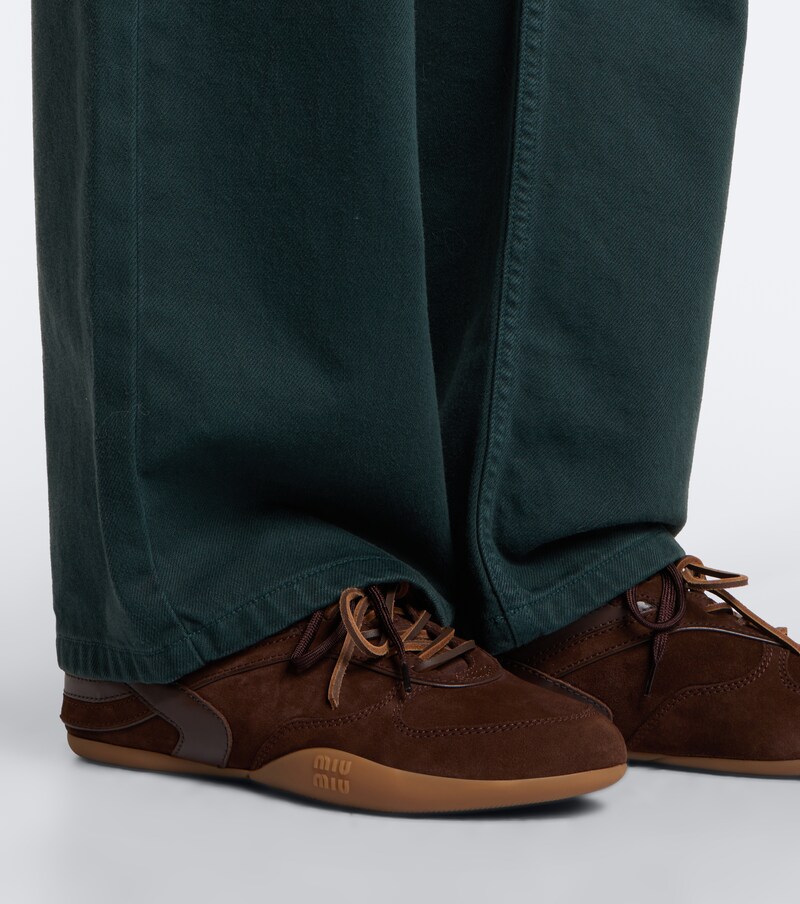 Gymnasium leather-trimmed suede sneakers