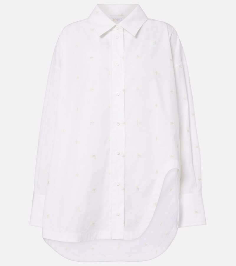 Embroidered cotton-blend poplin shirt