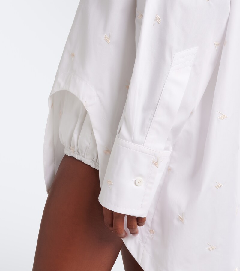 Embroidered cotton-blend poplin shirt