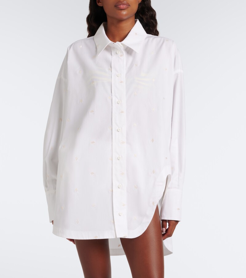 Embroidered cotton-blend poplin shirt