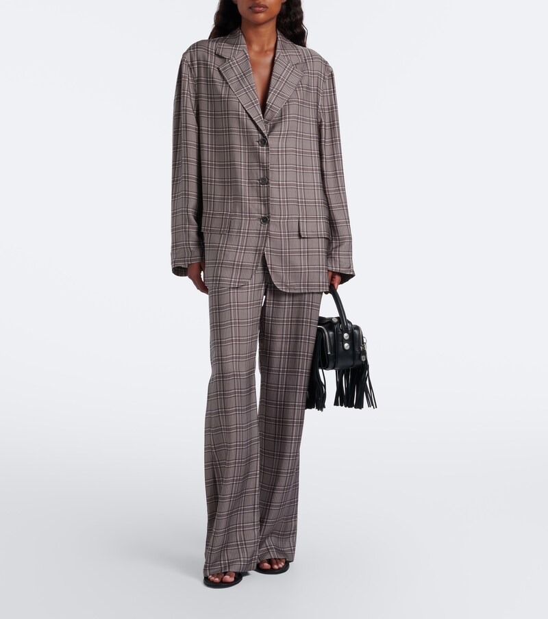 Checked wide-leg pants