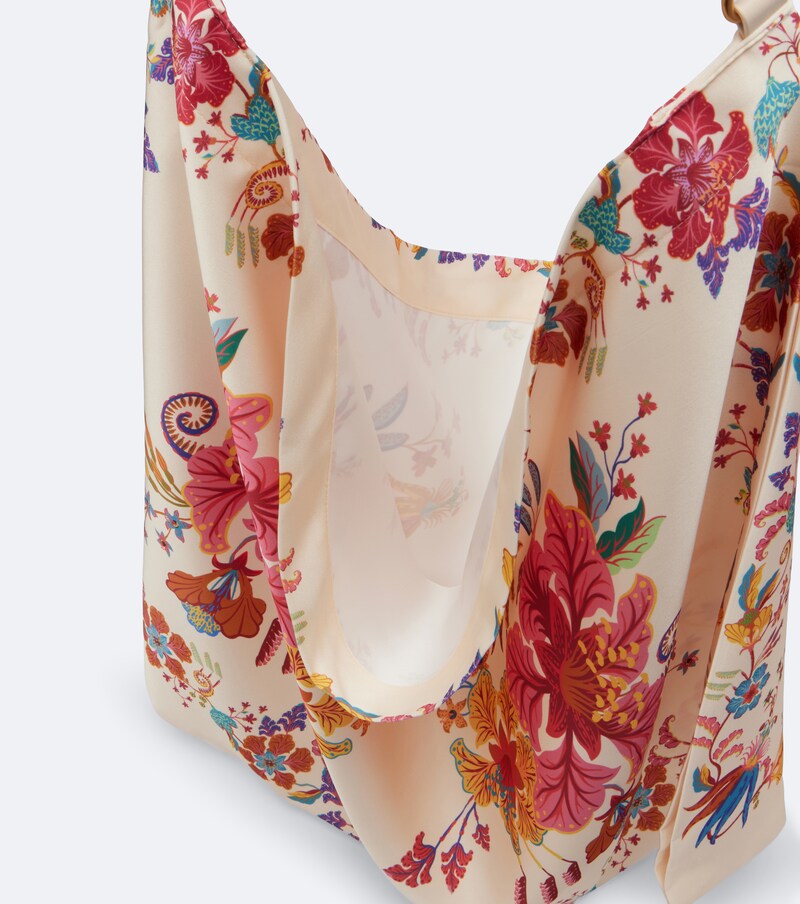 Scarf Medium floral satin tote bag